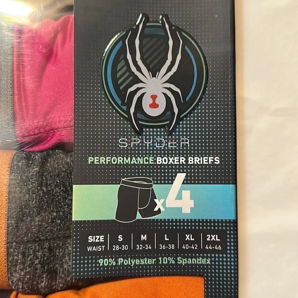 Spyder M Performance Boxer Briefs Polyester Spandex Lightweight Pack of 4